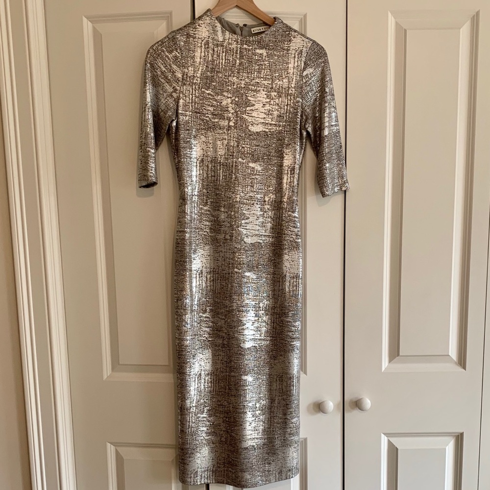 Alice and Olivia Metallic Midi Dress